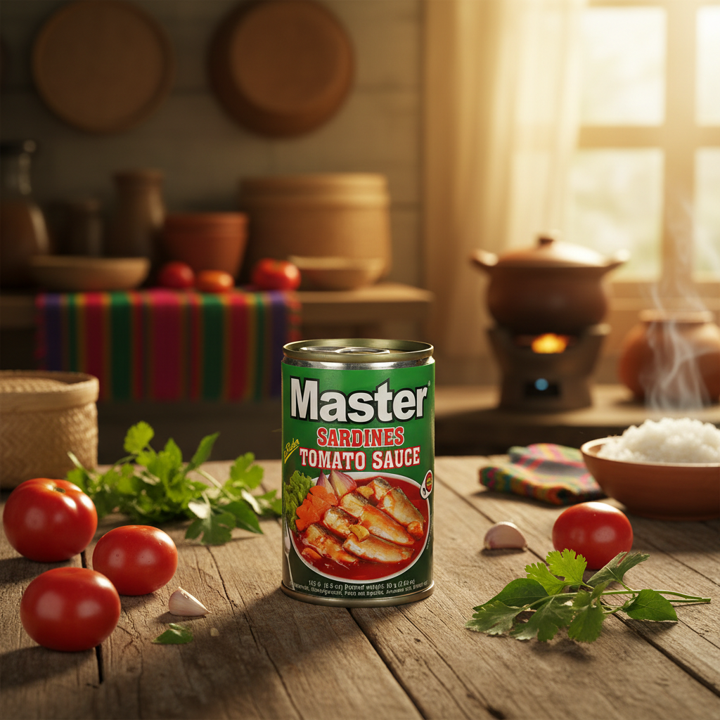 Master Sardines in Tomato Sauce 155g - Filipino tropical background